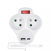 Solight rozbočka s USB A+C nabíjačkou, 2 x 10A, biela, vypínač Náhľad