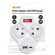 Solight rozbočka s USB A+C nabíjačkou, 2 x 10A, biela, vypínač Náhľad