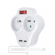 Solight rozbočka s USB A+C nabíjačkou, 2 x 10A, biela, vypínač gallery main image