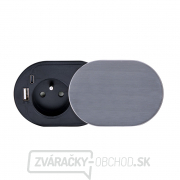 Solight vstavaná zásuvka s posuvným viečkom, USB A+C nabíjačka, 2m, strieborná Náhľad