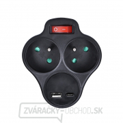 Solight rozbočka s USB A+C nabíjačkou, 2 x 10A, čierna, vypínač Náhľad