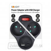 Solight rozbočka s USB A+C nabíjačkou, 2 x 10A, čierna, vypínač Náhľad