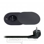Solight vstavaná zásuvka s posuvným viečkom, USB A+C nabíjačka, 2m, matná čierna gallery main image