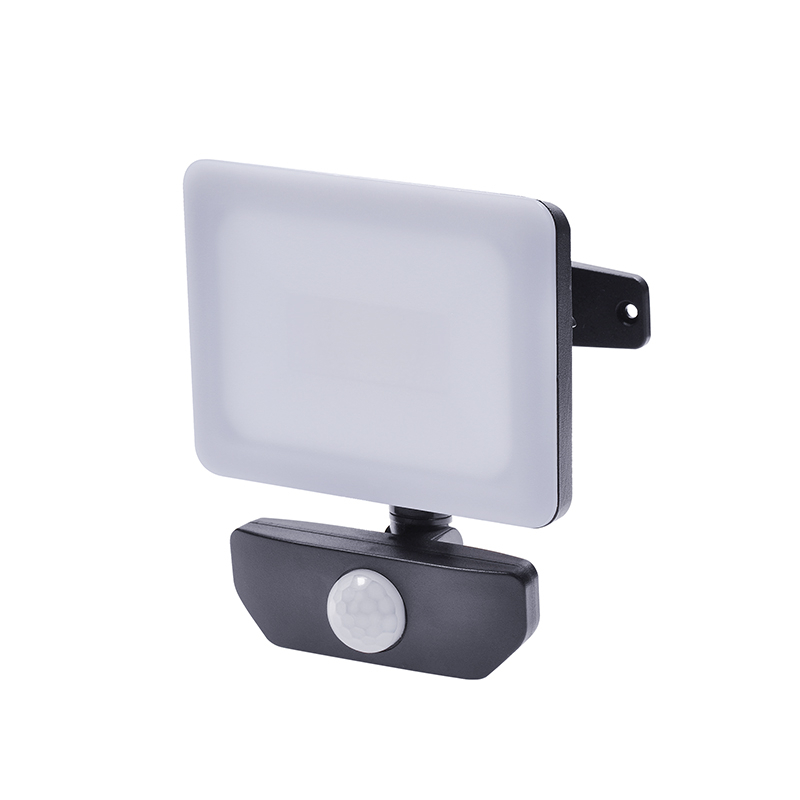 Solight LED reflektor Quick so sensorom, 10W, 850lm, 4000K, IP44, čierny