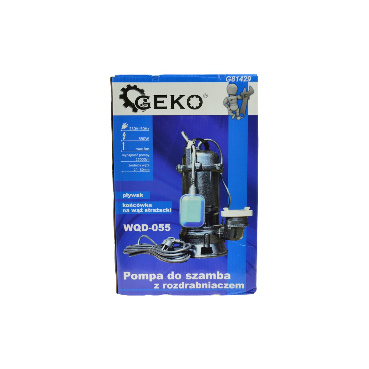  Kalové čerpadlo s drvičom a plavákom, 230V, 550W, GEKO G81429 Náhľad