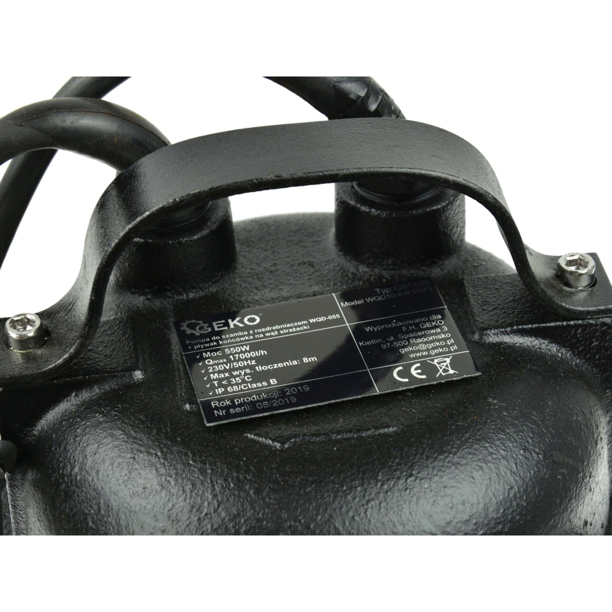  Kalové čerpadlo s drvičom a plavákom, 230V, 550W, GEKO G81429 Náhľad