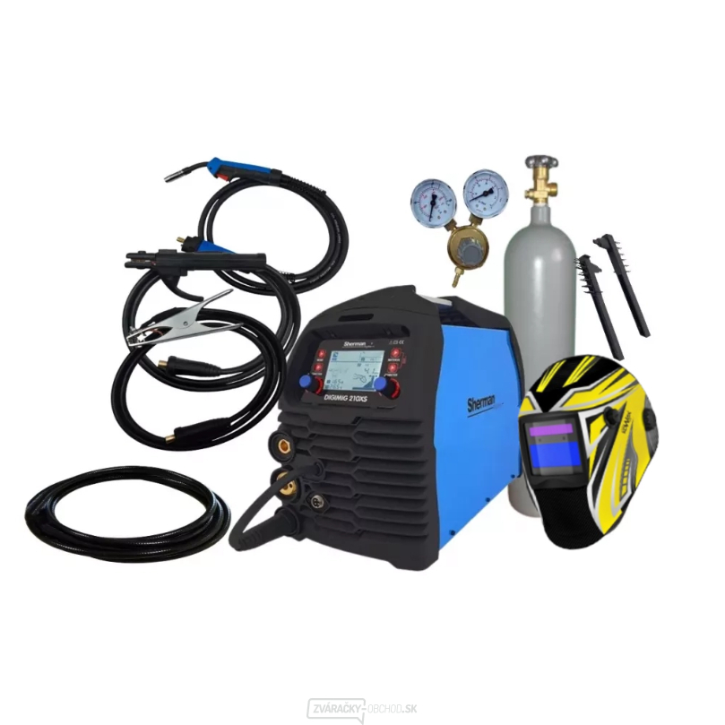 Sherman DIGIMIG 210XS + Horák 3m + Káble 2m + Kukla + Ventil + Hadica + plná Fľaša CO2