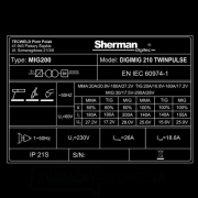 Sherman DIGIMIG 210 TWINPULSE + Horák 3m + Káble 2m + Kukla + Ventil + Hadica + Fľaša CO2 PLNÁ Náhľad