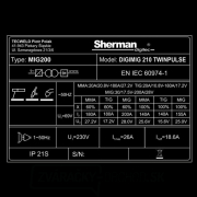 Sherman DIGIMIG 210 TWINPULSE + Horák 3m + Káble 2m + Kukla + Ventil + Hadica + Fľaša CO2 Náhľad
