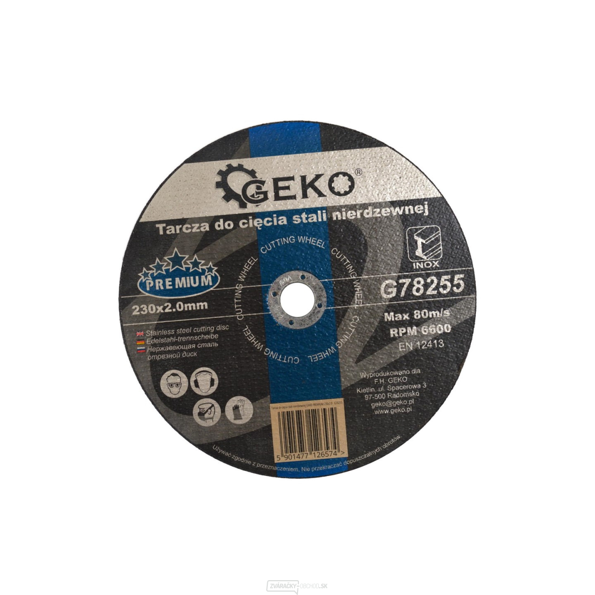  Rezný kotúč na oceľ a nerez, rozmer 230x2x22, 2mm Geko G78255