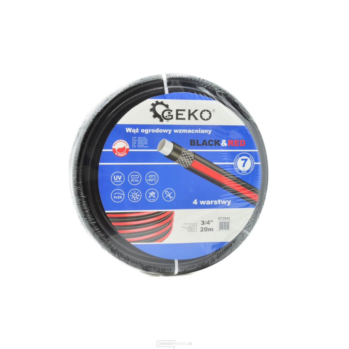 Záhradná hadica štvorvrstvová, zosilnená, 30 metrov, priemer 3/4 Geko G73696