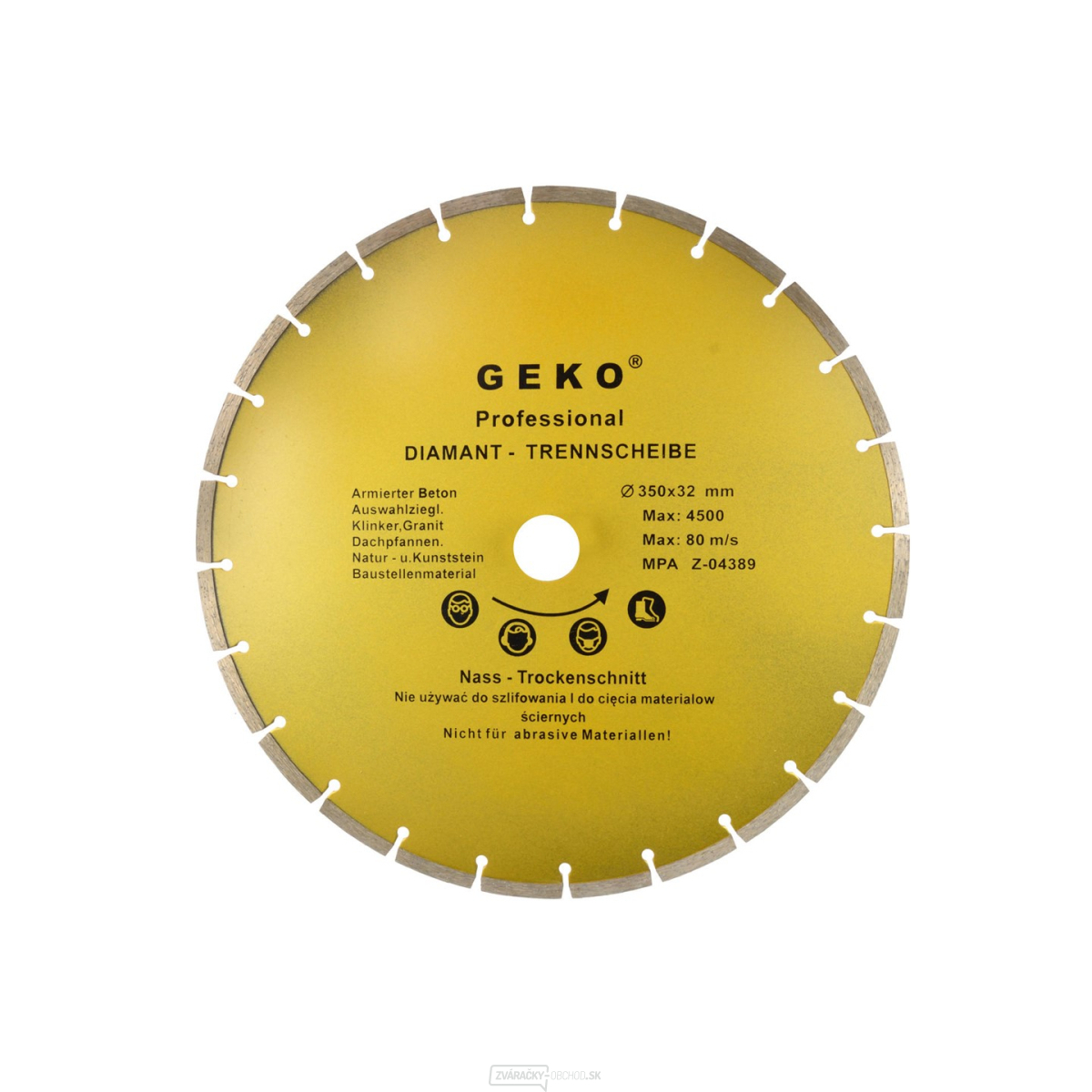 Kotúč rezný diamantový segmentový 350x8x32mm, Geko G00255