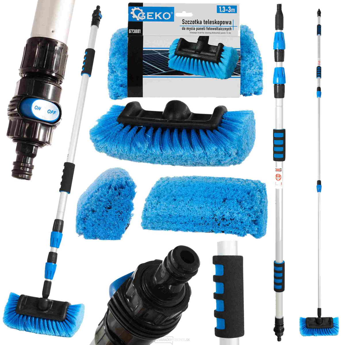 Teleskopická kefa o dĺžke 1,3-3 m Geko G73881