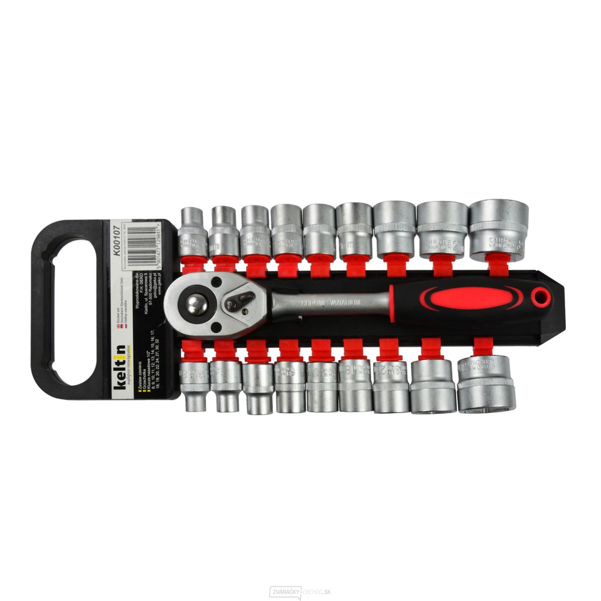 Nástrčné hlavice 1/2" Nástavce, kľúče 8-32mm 19ks Geko K00107