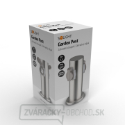 Solight záhradný stĺpik IP44, nerez oceľ, 2 zásuvky, valec, strieborný náhled