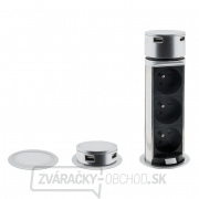 Solight USB výsuvný blok zásuviek, 3 zásuvky, plast, dĺžka 1,5 m, 3 x 1mm2, strieborný Náhľad