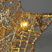 Solight vianočná hviezda glitter, zlatá, kovová, 14x LED, 2x AA Náhľad