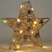 Solight vianočná hviezda glitter, zlatá, kovová, 14x LED, 2x AA Náhľad