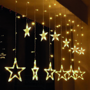 Solight LED vonkajší vianočný záves, hviezdy, šírka 3m, 123LED, IP44, 3xAA, teplá biela gallery main image
