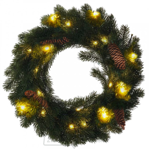 Solight vianočný veniec, priemer 40cm, 15x LED, IP44, 3x AA, časovač gallery main image