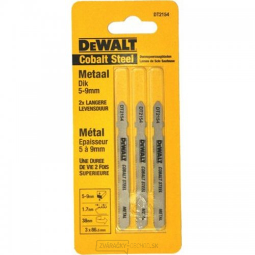 Pílový list Extreme na kov od 6 mm, oceľ 3-5 mm pre priamočiare píly 76 mm 3 ks DeWALT DT2154 Pílový list Extreme na kov od 6 mm, oceľ 3-5 mm pre priamočiare píly 76 mm 3 ks DeWALT DT2154 gallery main image