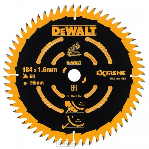 Pilový kotúč 184x16mm 60z ABT 7° DeWALT DT1670 Pilový kotúč 184x16mm 60z ABT 7° DeWALT DT1670 gallery main image