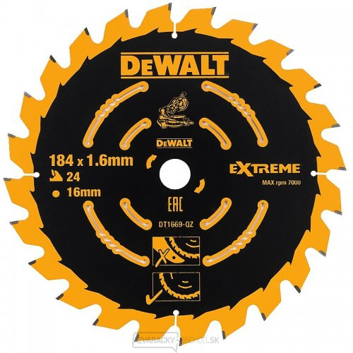 Pilový kotúč 184x16mm 24z ABT 7° DeWALT DT1669