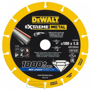 Diamantový kotúč EXTREME METAL 180 mm DeWALT DT40254 Diamantový kotúč EXTREME METAL 180 mm DeWALT DT40254 gallery main image