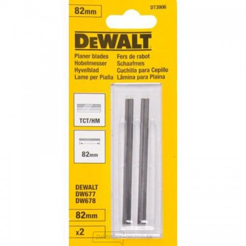 TCT hobľovacie nože z tvrdokovu 82 mm pre DW680/D26500 DeWALT DT3906