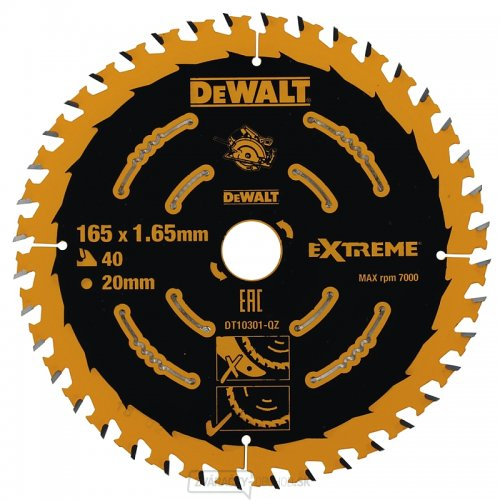 Pilový kotúč 165x20mm, 40 zubov DeWALT FLEXVOLT DT10301