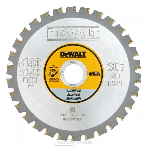 Pilový kotúč 140x20 mm, 30 zubov pre akumulátorové píly DeWALT DT1910