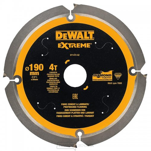 Pilový kotúč na cementovláknité dosky a laminát 190x30 mm 4z DeWALT DT1472