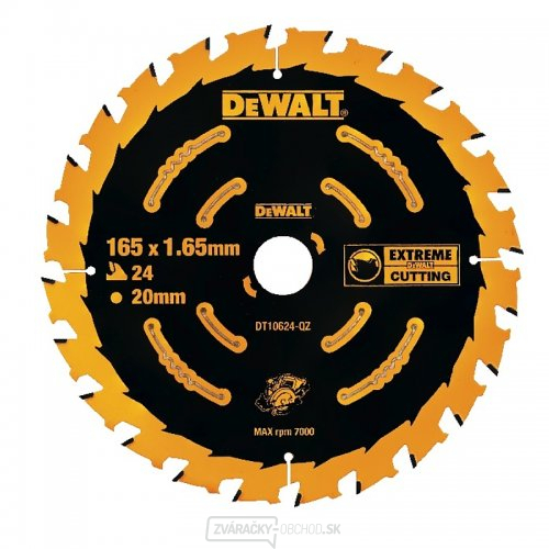 Pilový kotúč 165x20 mm, 24 zubov pre akumulátorové píly DeWALT DT10624 Pilový kotúč 165x20 mm, 24 zubov pre akumulátorové píly DeWALT DT10624 gallery main image