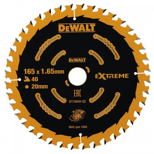 Pilový kotúč 165x20mm, 40 zubov EXTREME pre akumulátorové píly DeWALT DT10640