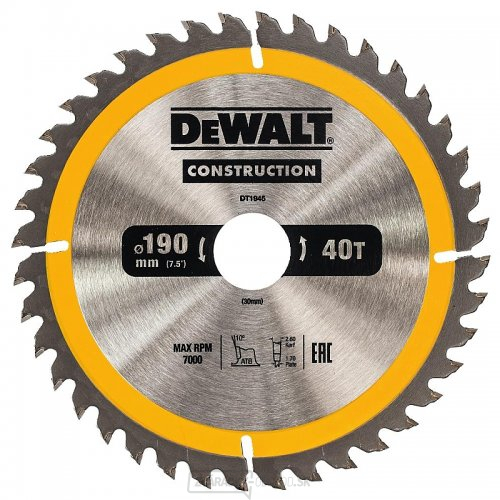 Pilový kotúč 190x30mm 40z ATB 10° DeWALT DT1945