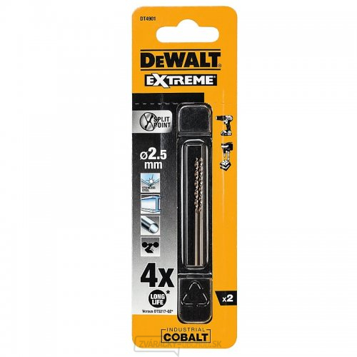 Vrták do kovu HSS-E COBALT 2,5x57mm (2ks) DeWALT DT4901