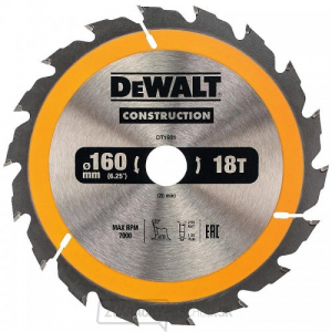 Pilový kotúč 160x20 mm, 18 zubov pre akumulátorové píly DeWALT DT1931 Pilový kotúč 160x20 mm, 18 zubov pre akumulátorové píly DeWALT DT1931 gallery main image