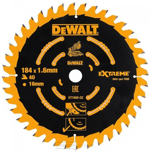 Pilový kotúč 184x16mm 40z ABT 7° DeWALT DT1668 Pilový kotúč 184x16mm 40z ABT 7° DeWALT DT1668 gallery main image