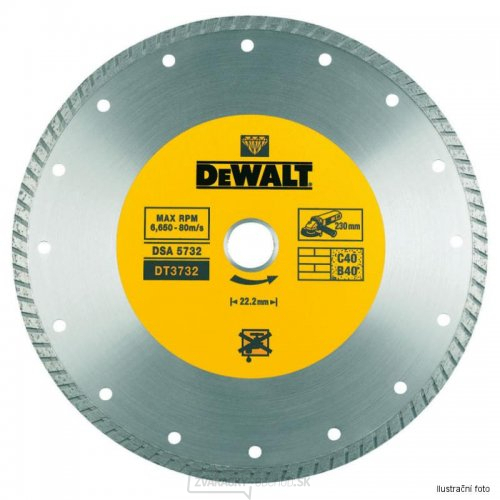 Turbo profi kotúč zo spekaného karbidu na rezanie za sucha 180x22,2 mm DeWALT DT3722 Turbo profi kotúč zo spekaného karbidu na rezanie za sucha 180x22,2 mm DeWALT DT3722 gallery main image