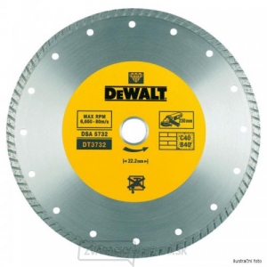 Turbo profi kotúč zo spekaného karbidu na rezanie za sucha 180x22,2 mm DeWALT DT3722 Turbo profi kotúč zo spekaného karbidu na rezanie za sucha 180x22,2 mm DeWALT DT3722 gallery main image