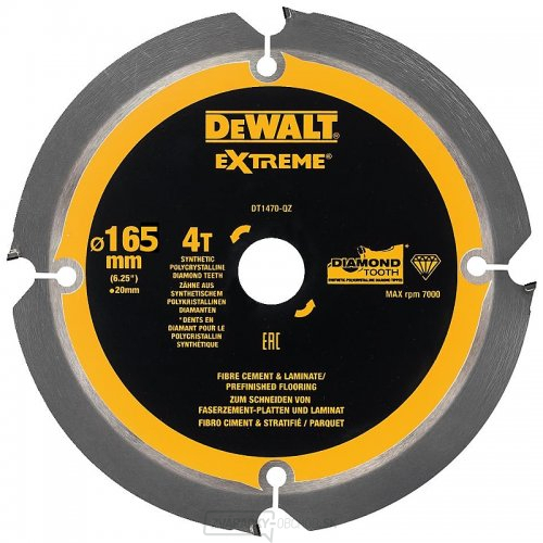 Pílový list na cementovláknité dosky a laminát 165x20 mm 4z DeWALT DT1471