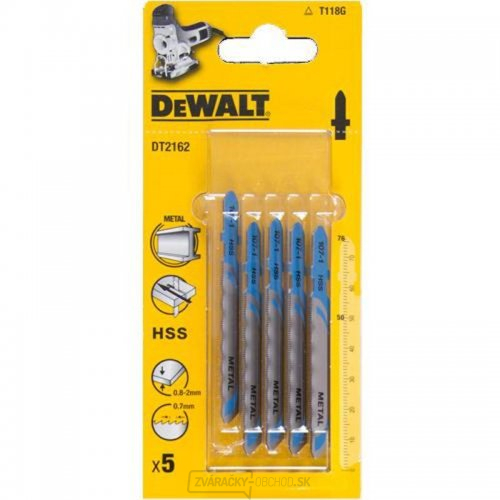 Pílový list na tenký kov 0,8-2mm priamy rez pre priamočiare píly 76mm 5ks DeWALT DT2162 Pílový list na tenký kov 0,8-2mm priamy rez pre priamočiare píly 76mm 5ks DeWALT DT2162 gallery main image