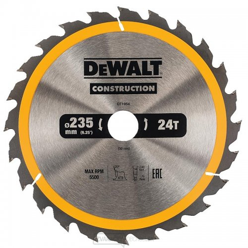 Pilový kotúč 235x30mm 24z ATB 20° DeWALT DT1954 Pilový kotúč 235x30mm 24z ATB 20° DeWALT DT1954 gallery main image