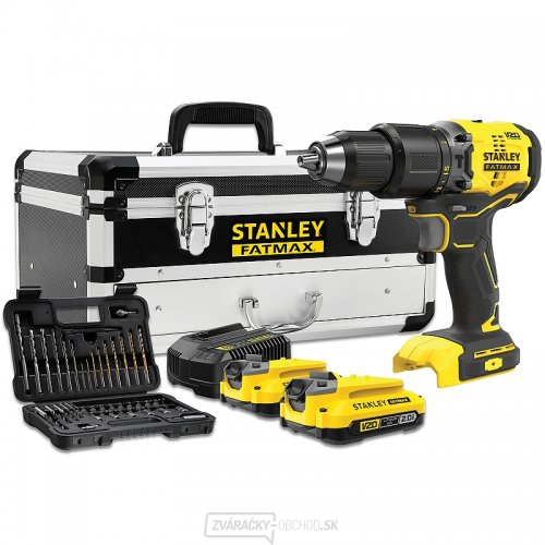 Akumulátorová príklepová vŕtačka V20 18V 2x2,0Ah, príslušenstvo Stanley FatMax SFMCD715D2F
