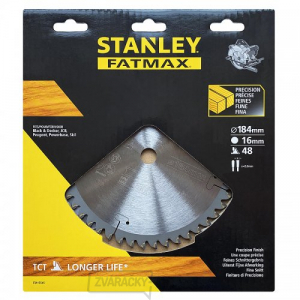 Pilový kotúč TCT/HM brúsiteľný na priečne rezy 184 x 16 mm, 48 zubov Stanley STA15545 Pilový kotúč TCT/HM brúsiteľný na priečne rezy 184 x 16 mm, 48 zubov Stanley STA15545 gallery main image