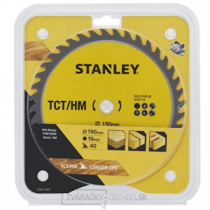 TCT/HM pílový kotúč 190 x 16 mm, 40 zubov Stanley STA13145