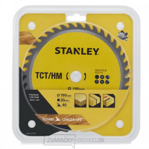 TCT/HM pílový kotúč 190 x 20 mm, 40 zubov Stanley STA13175