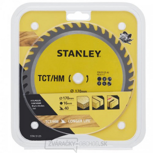 TCT/HM pílový kotúč 170 x 16 mm, 40 zubov Stanley STA13125