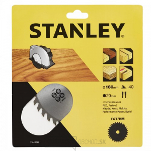 TCT/HM pílový kotúč 160 x 20 mm, 40 zubov Stanley STA13255 TCT/HM pílový kotúč 160 x 20 mm, 40 zubov Stanley STA13255 gallery main image