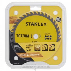 TCT/HM pílový kotúč 160 x 16 mm, 40 zubov Stanley STA13105